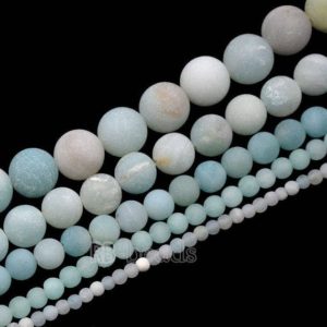 Shop Amazonite Round Beads! Frosted Matte Blue Amazonite Beads, Gemstone Beads, Round Natural Beads, 4mm 6mm 8mm 10mm 12mm | Natural genuine round Amazonite beads for beading and jewelry making.  #jewelry #beads #beadedjewelry #diyjewelry #jewelrymaking #beadstore #beading #affiliate #ad