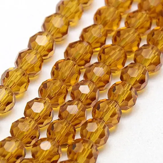 Crystal Beads Faceted Goldenrod  Round 8mm