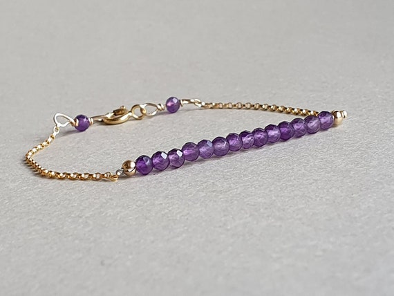 Gold Chain Amehtyst Bracelet, Purple Gemstone Jewelry, Gift For Her, February Birthstone, Amethyst Jewelry