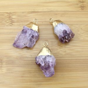 Shop Amethyst Chip & Nugget Beads! Large Freeform Amethyst Nugget Point Pendant, Purple Crystal Quartz Nugget Pendant –DIY Jewelry-TR114 | Natural genuine chip Amethyst beads for beading and jewelry making.  #jewelry #beads #beadedjewelry #diyjewelry #jewelrymaking #beadstore #beading #affiliate #ad