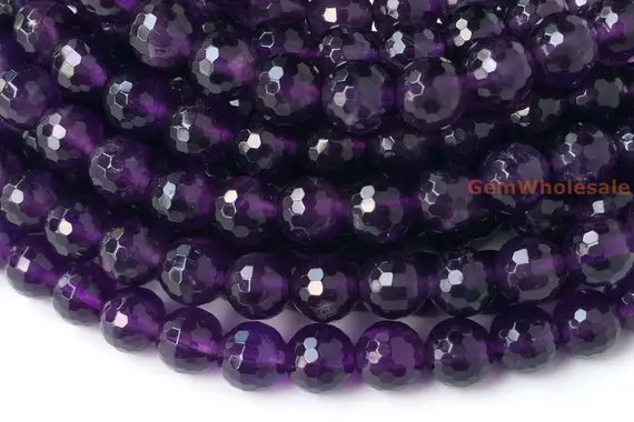 15.5" 6mm Natural Dark Amethyst Round Faceted Beads, Faceted Purple Color Diy Gemstone Beads, Natural Crystal,purple Quartz Ktys