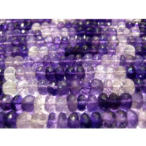 8mm Purple Amethyst Shaded Micro Faceted Rondelles, Purple Amethyst Rondelle, Faceted Purple Amethyst For Jewelry (4in To 8in Options)