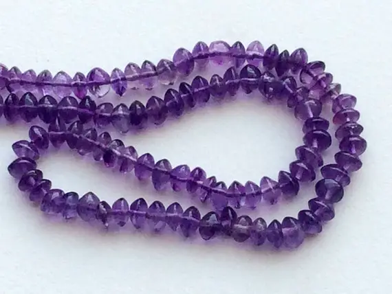 4.5-5mm Amethyst Plain Rondelle Buttons, Purple Amethyst Plain Buttons, Purple Amethyst For Necklace, 13 Inch (1st To 5st Options) - Rama129