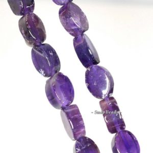 Shop Amethyst Bead Shapes! 12x8mm Amethyst Gemstone Flat Oval Loose Beads 7.5 inch Half Strand (90191280-B20-533) | Natural genuine other-shape Amethyst beads for beading and jewelry making.  #jewelry #beads #beadedjewelry #diyjewelry #jewelrymaking #beadstore #beading #affiliate #ad