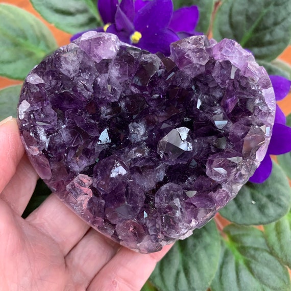 3.4" Amethyst Crystal Heart - Raw Druzy Amethyst - Natural Cluster- Collectible Stone- Meditation Crystal- Display/decor- From Uruguay- 296g