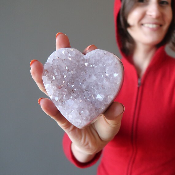 Amethyst Heart Fond Feelings Love Stone Violet Crystal Cluster