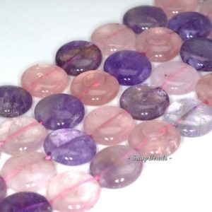 Shop Amethyst Round Beads! 18mm Amethyst Rose Mix Quartz Gemstone Flat Round Loose Beads 16 inch Full Strand (90144161-B29-552) | Natural genuine round Amethyst beads for beading and jewelry making.  #jewelry #beads #beadedjewelry #diyjewelry #jewelrymaking #beadstore #beading #affiliate #ad
