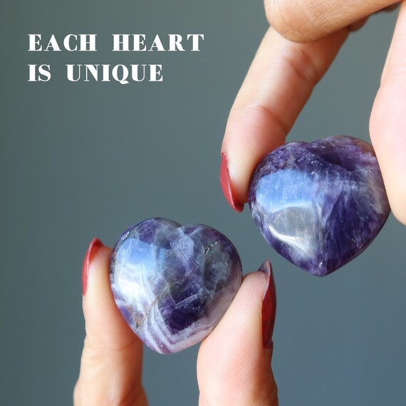 Amethyst Heart Vibrant Love Divine Meditation Gem Purple Pair