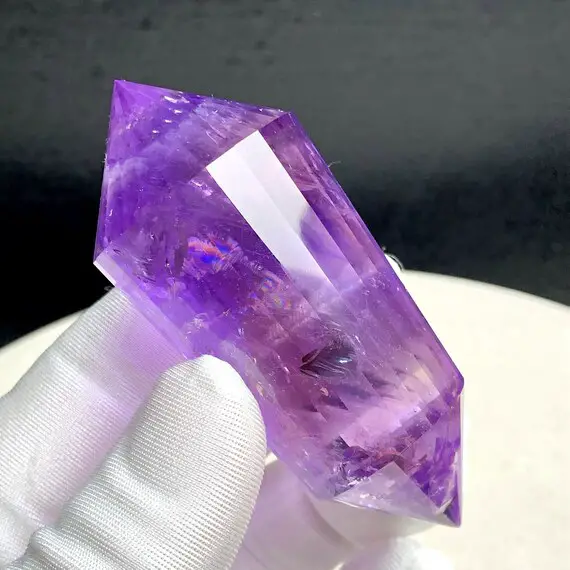 3.19"natural Ametrine Quartz Crystal Point/himalayan Tibetan 24 Sided Double Terminated Vogel Wand/purple Amethyst Crystal Reiki Heal Stick