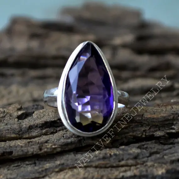 Bi Double Color Ametrine Quartz Ring- 925 Sterling Silver Ring -pear Cut Ametrine Quartz Ring -birthstone Gift Ring- Ametrine Ring Jewelry