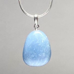 Shop Angelite Jewelry! Angelite Pendant with Chain | Natural genuine Angelite jewelry. Buy crystal jewelry, handmade handcrafted artisan jewelry for women.  Unique handmade gift ideas. #jewelry #beadedjewelry #beadedjewelry #gift #shopping #handmadejewelry #fashion #style #product #jewelry #affiliate #ad