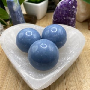 Shop Angelite Shapes! Angelite 40mm sphere ball | Natural genuine stones & crystals in various shapes & sizes. Buy raw cut, tumbled, or polished gemstones for making jewelry or crystal healing energy vibration raising reiki stones. #crystals #gemstones #crystalhealing #crystalsandgemstones #energyhealing #affiliate #ad