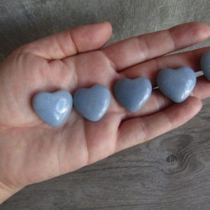 Shop Stone Spheres, Hearts & Other Shapes! Angelite Stone Puffy 25 mm Heart K82 | Natural genuine stones & crystals in various shapes & sizes. Buy raw cut, tumbled, or polished gemstones for making jewelry or crystal healing energy vibration raising reiki stones. #crystals #gemstones #crystalhealing #crystalsandgemstones #energyhealing #affiliate #ad