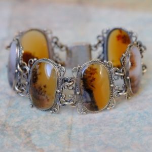 Shop Dendritic Agate Jewelry! Antique Silver Plated 'Landscape' Dendritic Agate Panel Bracelet | Natural genuine Dendritic Agate jewelry. Buy crystal jewelry, handmade handcrafted artisan jewelry for women.  Unique handmade gift ideas. #jewelry #beadedjewelry #beadedjewelry #gift #shopping #handmadejewelry #fashion #style #product #jewelry #affiliate #ad