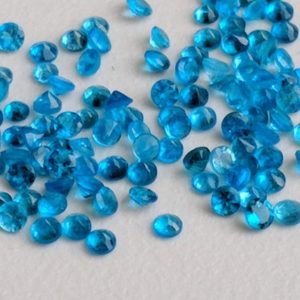 Shop Apatite Faceted Beads! 2-2.3mm Neon Apatite Round Cut Stone, Natural Faceted Round Cut Stones, Loose Blue Apatite, Apatite For Jewelry (1Ct To 10Ct Options) | Natural genuine faceted Apatite beads for beading and jewelry making.  #jewelry #beads #beadedjewelry #diyjewelry #jewelrymaking #beadstore #beading #affiliate #ad