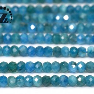 Shop Apatite Faceted Beads! Blue Apatite faceted rondelle bead,abacus bead,space bead,Apatite,Natural,Gemstone,DIY Beads,jewelry making,3x4mm,15" full strand | Natural genuine faceted Apatite beads for beading and jewelry making.  #jewelry #beads #beadedjewelry #diyjewelry #jewelrymaking #beadstore #beading #affiliate #ad