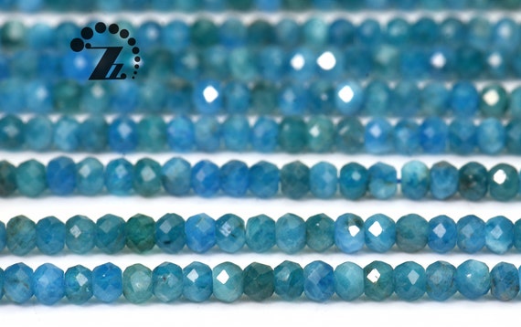 Blue Apatite Faceted Rondelle Bead,abacus Bead,space Bead,apatite,natural,gemstone,diy Beads,jewelry Making,3x4mm,15" Full Strand