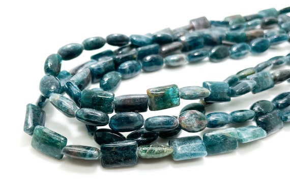 Apatite Beads, Smooth Flat Natural Apatite Loose Gemstone Beads 8mm X 11mm (oval, Rectangle) - Pgs35