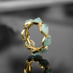 Natural Raw Apatite Ring | Forming Band Ring | Neon Apatite Ring | Promise Ring | Gemstone Ring | Anniversary Ring | Band Ring, Ring For Her | Natural genuine Apatite jewelry. Buy crystal jewelry, handmade handcrafted artisan jewelry for women.  Unique handmade gift ideas. #jewelry #beadedjewelry #beadedjewelry #gift #shopping #handmadejewelry #fashion #style #product #jewelry #affiliate #ad
