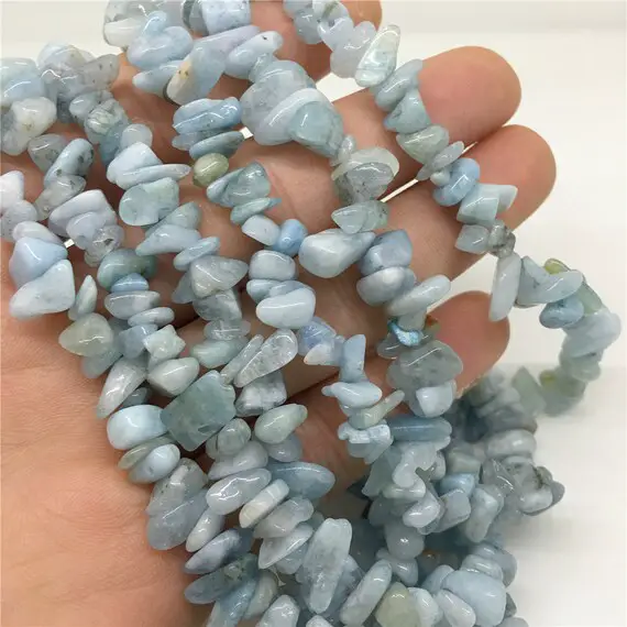 6-9mm Aquamarine Chip Beads, Gemstone Beads