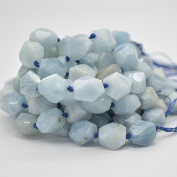 Aquamarine Gemstone Faceted Baroque Nugget Beads - 16mm - 18mm X 13mm - 15mm - 15" Strand