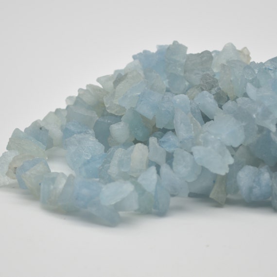 Raw Natural Aquamarine Semi-precious Gemstone Chips / Nugget Beads - 12mm - 15mm - 15" Strand
