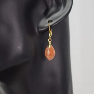 Shop Aventurine Earrings! Orange Aventurine Briolette Dangle / Faceted Marquis Drop Earrings – Gold Vermeil | Natural genuine Aventurine earrings. Buy crystal jewelry, handmade handcrafted artisan jewelry for women.  Unique handmade gift ideas. #jewelry #beadedearrings #beadedjewelry #gift #shopping #handmadejewelry #fashion #style #product #earrings #affiliate #ad