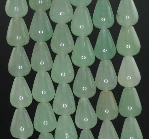 12x9mm Green Aventurine Gemstone Tear Drop Loose Beads 7.5 Inch Half Strand (90182371-a126)