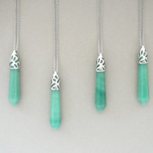Aventurine Necklace, Healing Crystal Necklace, Natural Green Aventurine Pendant, Silver Green Long Gemstone Necklace for Men for Women Gift | Natural genuine Aventurine pendants. Buy handcrafted artisan men's jewelry, gifts for men.  Unique handmade mens fashion accessories. #jewelry #beadedpendants #beadedjewelry #shopping #gift #handmadejewelry #pendants #affiliate #ad