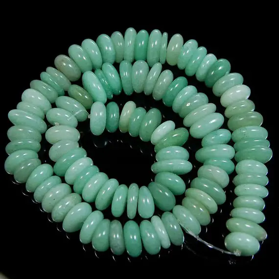 Gem Semiprecious Natural Green Aventurine Freeform Rondelle Disk Beads, Spacer Stone Beads,  Jewelry Beads 3-5x8-13mm, 15'' Strand