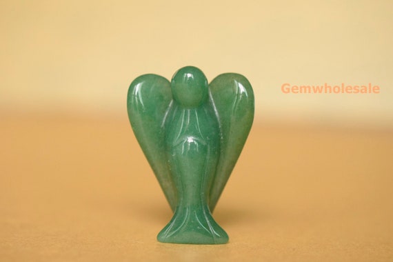 1pc 36x28mm Green Aventurine Angel, Spirit Guide Carving Gemstone Angel, Carved Stone Figurine,guardian Angel,pocket Angel