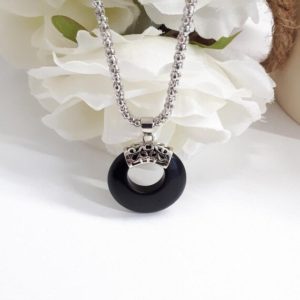 Shop Black Tourmaline Pendants! Black Tourmaline Pendant, Round Pendant Necklace, Black Jewelry Set, Tourmaline and Silver Necklace Gift for her, EMF protection necklace | Natural genuine Black Tourmaline pendants. Buy crystal jewelry, handmade handcrafted artisan jewelry for women.  Unique handmade gift ideas. #jewelry #beadedpendants #beadedjewelry #gift #shopping #handmadejewelry #fashion #style #product #pendants #affiliate #ad