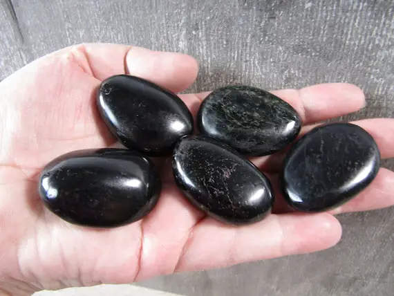 Black Tourmaline Palm Stone 1.5 Inch + Shaped Stone