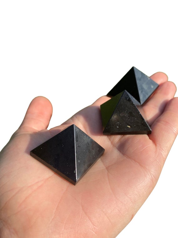 Black Tourmaline Pyramid (~1.25") Black Tourmaline Crystal Pyramid - Small Black Tourmaline Stone Pyramid - Protection Stone - Black Pyramid