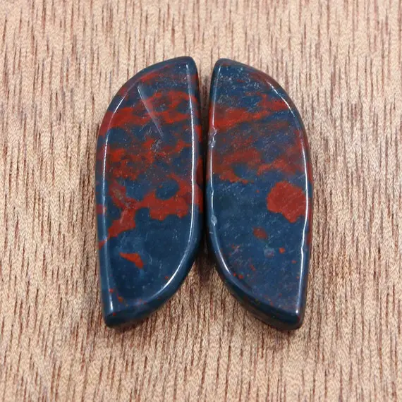 12*33 Mm Pair Of Bloodstone Gemstone- 31.80 Ct Fancy Cut Bloodstone Pair- Heliotrope Earring Pair- African Bloodstone- Dragon Bloodstone