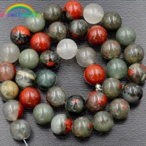 Shop Bloodstone Round Beads! African Bloodstone Beads, Bloodstone 8mm, Gemstone Beads, Mixed beads, Round Natural Beads, 15''5  6mm 8mm 10mm 12mm | Natural genuine round Bloodstone beads for beading and jewelry making.  #jewelry #beads #beadedjewelry #diyjewelry #jewelrymaking #beadstore #beading #affiliate #ad