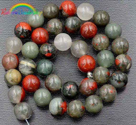 African Bloodstone Beads, Bloodstone 8mm, Gemstone Beads, Mixed Beads, Round Natural Beads, 15''5  6mm 8mm 10mm 12mm