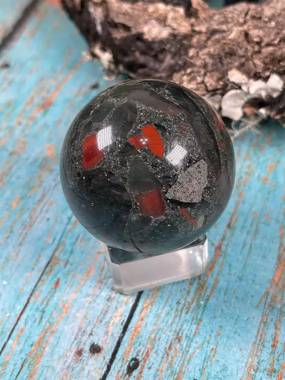 African Bloodstone Sphere - Sefton -  Reiki Charged - Powerful Healing Energy - Grounds Negative Energy - Empath Crystal - Crystal Ball