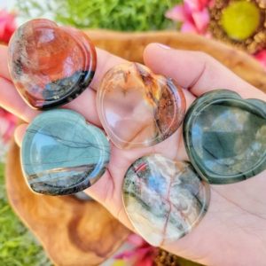 Shop Bloodstone Stones & Crystals! Bloodstone Heart Worry Stone – No. 396 | Natural genuine stones & crystals in various shapes & sizes. Buy raw cut, tumbled, or polished gemstones for making jewelry or crystal healing energy vibration raising reiki stones. #crystals #gemstones #crystalhealing #crystalsandgemstones #energyhealing #affiliate #ad