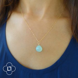 Shop Blue Chalcedony Necklaces! Blue Chalcedony Necklace, Blue Pendant, Gold Wire Wrapped, Bright Blue Jewelry, Gemstone Necklace, Gold Filled Necklace, Bridesmaid Gift, | Natural genuine Blue Chalcedony necklaces. Buy crystal jewelry, handmade handcrafted artisan jewelry for women.  Unique handmade gift ideas. #jewelry #beadednecklaces #beadedjewelry #gift #shopping #handmadejewelry #fashion #style #product #necklaces #affiliate #ad