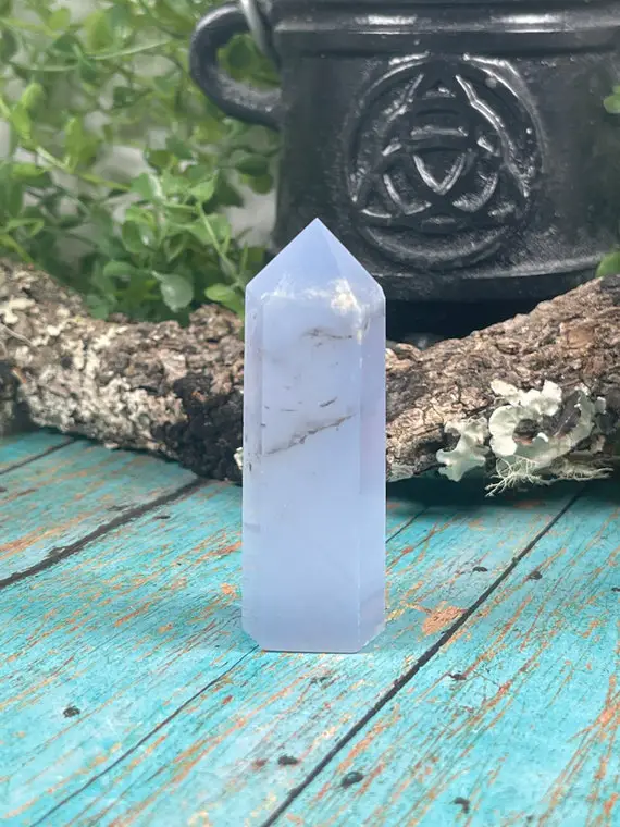 Blue Chalcedony Point - Reiki Charged - Powerful Energy - Generosity - Emotional Balance - Absorbs & Protects Against Negative Energy #6