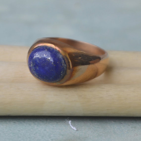 Oval Cab Lapis Lazuli Ring, Natural Blue Lapis Lazuli Gemstone 925 Sterling Silver, 14k Rose Gold, 14k Yellow Gold Overlay Ring