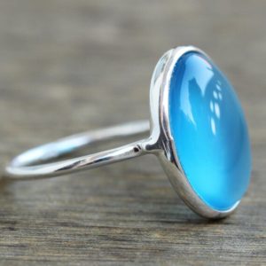 Shop Blue Chalcedony Jewelry! Blue Chalcedony Rings, Stackable Rings, Blue gemstone Rings, Gift for her, Silver bezel Rings, Sterling Silver jewelry, Valentine gift ideas | Natural genuine Blue Chalcedony jewelry. Buy crystal jewelry, handmade handcrafted artisan jewelry for women.  Unique handmade gift ideas. #jewelry #beadedjewelry #beadedjewelry #gift #shopping #handmadejewelry #fashion #style #product #jewelry #affiliate #ad