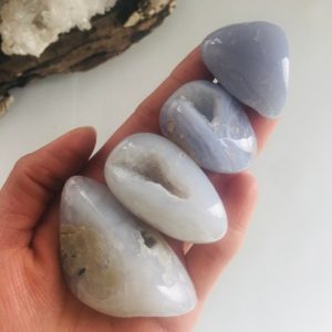 Shop Tumbled Blue Chalcedony Crystals & Pocket Stones! Blue Chalcedony Tumbled Stone, Tumbled Blue Chalcedony, Natural Chalcedony, Polished Chalcedony, Chalcedony Crystal, Chalcedony Stone | Natural genuine stones & crystals in various shapes & sizes. Buy raw cut, tumbled, or polished gemstones for making jewelry or crystal healing energy vibration raising reiki stones. #crystals #gemstones #crystalhealing #crystalsandgemstones #energyhealing #affiliate #ad