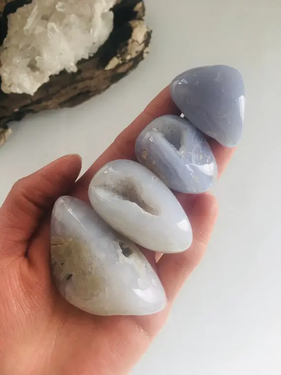 Blue Chalcedony Tumbled Stone, Tumbled Blue Chalcedony, Natural Chalcedony, Polished Chalcedony, Chalcedony Crystal, Chalcedony Stone