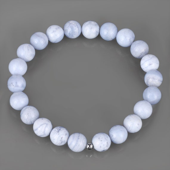 Blue Lace Agate Gemstone Bracelet, Stone Beads Jewelry, Gemstone Bracelet, Blue Lace Agate Stone, Handmade Bracelet, Gems Beads Jewelry.