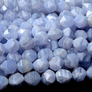 Shop Blue Lace Agate Faceted Beads! Natural Chalcedony Blue Lace Agate Gemstone Grade A Star Cut Faceted 5MM 7MM Loose Beads (D140) | Natural genuine faceted Blue Lace Agate beads for beading and jewelry making.  #jewelry #beads #beadedjewelry #diyjewelry #jewelrymaking #beadstore #beading #affiliate #ad