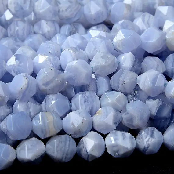 Natural Chalcedony Blue Lace Agate Gemstone Grade A Star Cut Faceted 5mm 6mm 7mm 8mm Loose Beads (d140)