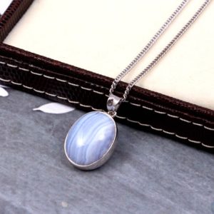 Shop Blue Lace Agate Pendants! Agate Necklace,Blue Lace Agate Pendant Necklace,Large Statement Necklace,Choker Necklace,925 Sterling Silver,Vintage Boho Necklace for Women | Natural genuine Blue Lace Agate pendants. Buy crystal jewelry, handmade handcrafted artisan jewelry for women.  Unique handmade gift ideas. #jewelry #beadedpendants #beadedjewelry #gift #shopping #handmadejewelry #fashion #style #product #pendants #affiliate #ad