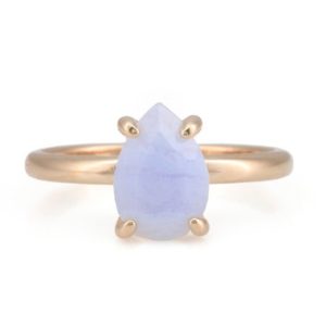 Shop Blue Lace Agate Jewelry! 18k Solid Rose Gold Ring · Blue Lace Agate Ring · Agate Pear Ring For Women · Semiprecious Ring Gold Vermeil | Natural genuine Blue Lace Agate jewelry. Buy crystal jewelry, handmade handcrafted artisan jewelry for women.  Unique handmade gift ideas. #jewelry #beadedjewelry #beadedjewelry #gift #shopping #handmadejewelry #fashion #style #product #jewelry #affiliate #ad